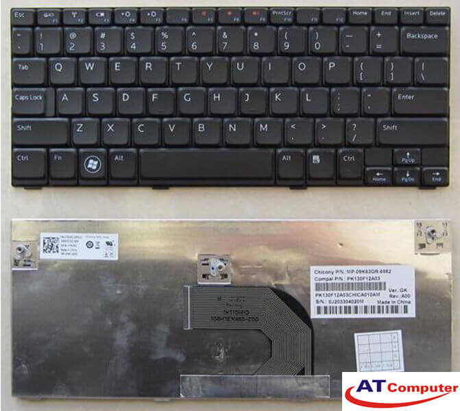 Bàn phím DELL Inspiron mini 1018 Series. P/N: 0V3272, V3272, PK1309W1A00, PK1309W2A00, MP-09K6-698, 09L19305216M, PK1309W2A00, 0K4PHV