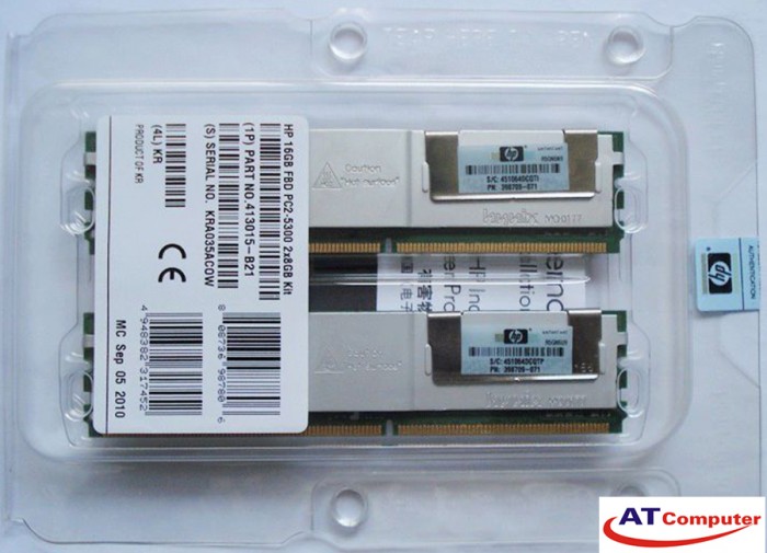 RAM HP 16GB DDR2-667Mhz PC2-5300 (2x8GB) DIMM Registered. Part: 408855-B21