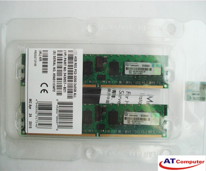RAM HP 4GB DDR2-400Mhz PC2-3200 (2x2GB) REG ECC. Part: 375004-B21
