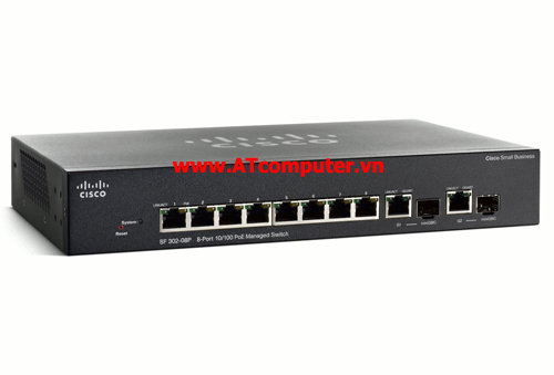 Cisco SRW208P-K9-EU SF302-08P 8-port 10/100 PoE Managed Switch w/Gig Uplinks