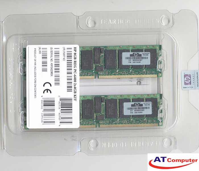 RAM HP 8GB DDR2-800Mhz PC2-6400 (2x4GB) 2RX4 Dual Rank ECC. Part: 504351-B21