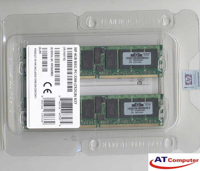 RAM HP 4GB DDR-400Mhz PC-3200 (2x2GB) SDRAM DIMM ECC. Part: 397300-B21