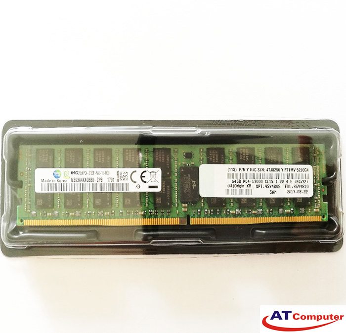 RAM IBM 64GB DDR4-2133Mhz PC4-17000 4Rx4 CL15 LP LRDIMM ECC. Part: 95Y4811