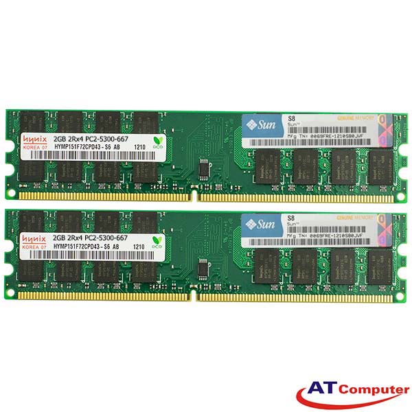 RAM SUN 4GB DDR2-667Mhz PC2-5300 (2x2GB) REG ECC. Part: X6381A, 540-7347, 371-3068