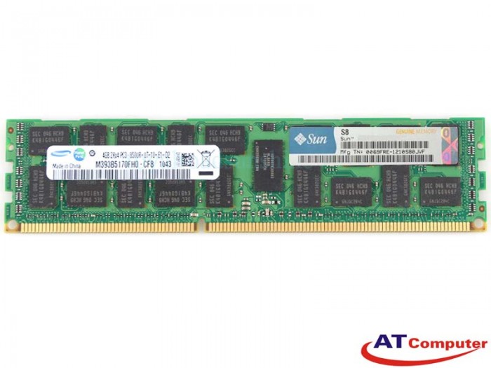 RAM SUN 4GB DDR3-1066Mhz PC3-8500 CL7 SDRAM DIMM ECC. Part: X5867A, 371-4283