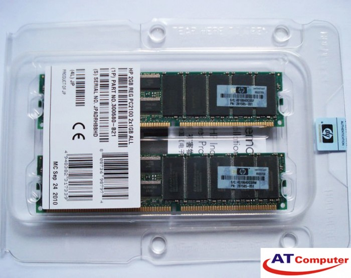 RAM HP 2GB DDR-266Mhz PC-2100 (2x1GB) ECC. Part: 300680-B21