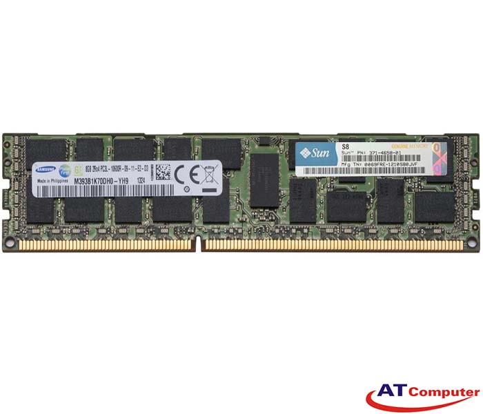 RAM SUN 8GB DDR3-1333Mhz PC3-10600 DIMM Registered ECC. Part: X4716A, 371-4917, MT-X4716A
