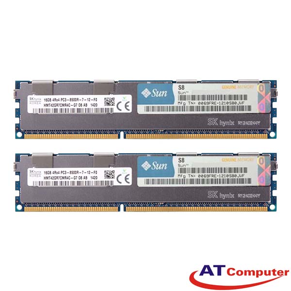 RAM SUN 32GB DDR3-1066Mhz PC3-8500 (2x16GB) RDIMM ECC. Part: SE6Y2C11Z