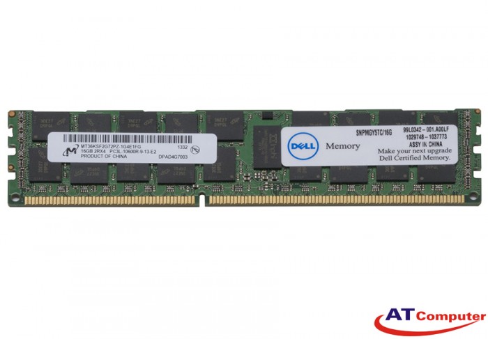 RAM DELL 16GB DDR3-1600MHz PC3-12800R Dual Rank RDIMM ECC. Part: A5940905, JDF1M