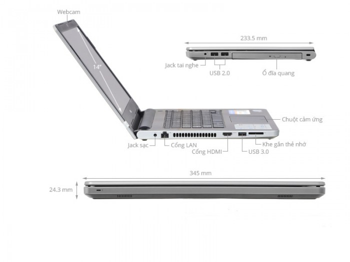 Bộ vỏ Laptop Dell Inspiron 5468