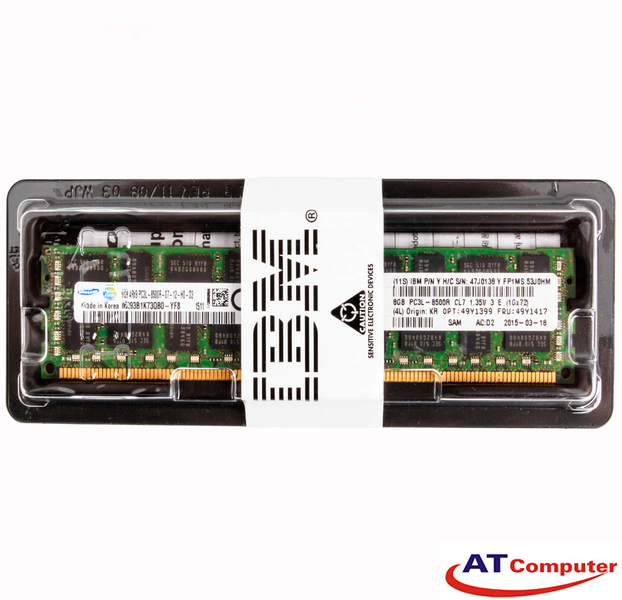 RAM IBM 8GB DDR3-1066Mhz PC3-8500 2Rx4 ECC. Part: 49Y1398