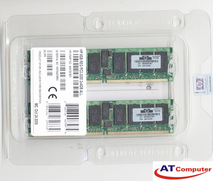 RAM HP 8GB DDR2-400Mhz PC2-3200 (2x4GB) CL3 DIMM. ECC part: 348106-B21