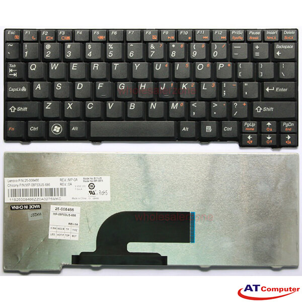 Bàn phím Lenovo Ideapad S10-2. Part: V103802AS1, PK1308H3A40, 25-008466, MP-08F53US-686, S11-US
